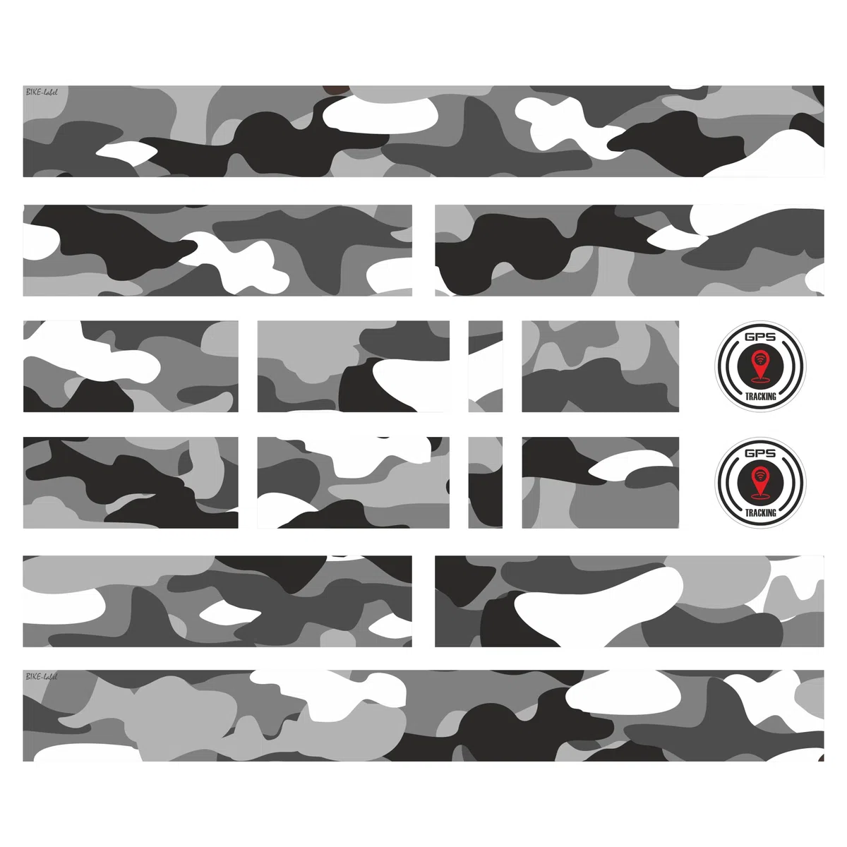 BIKE-label Marco de bicicleta pegatinas 16 piezas XL pegatinas E-Bike camuflaje decoración X400128VA