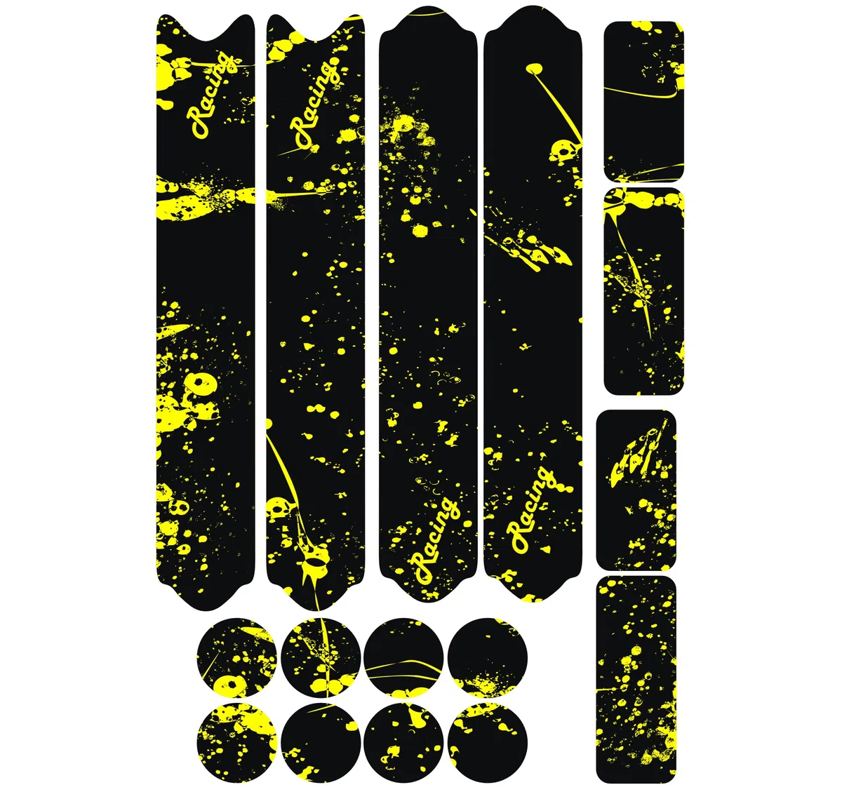 Kit de 16 pegatinas para bicicleta, color negro y amarillo, pegatinas protectoras para cuadro de montaña, bicicleta de carreras, Fat Bike y E-Bike B0220