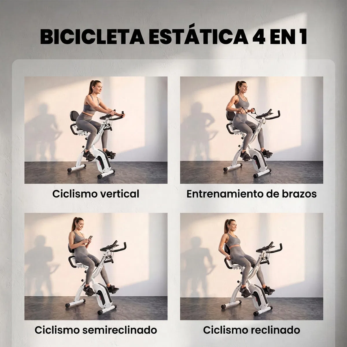 SPORTNOW Bicicleta Estática Plegable Casa 4 en 1 con APP Bluetooth