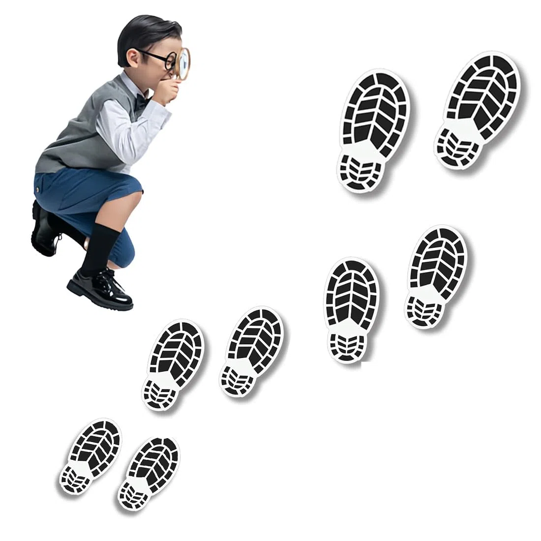 50 Piezas huellas de pie stickers huellas autoadhesivas suelo juego de detective niños stickers de suelo para niños huellas de pie fiestas infantiles accesorios detective niños