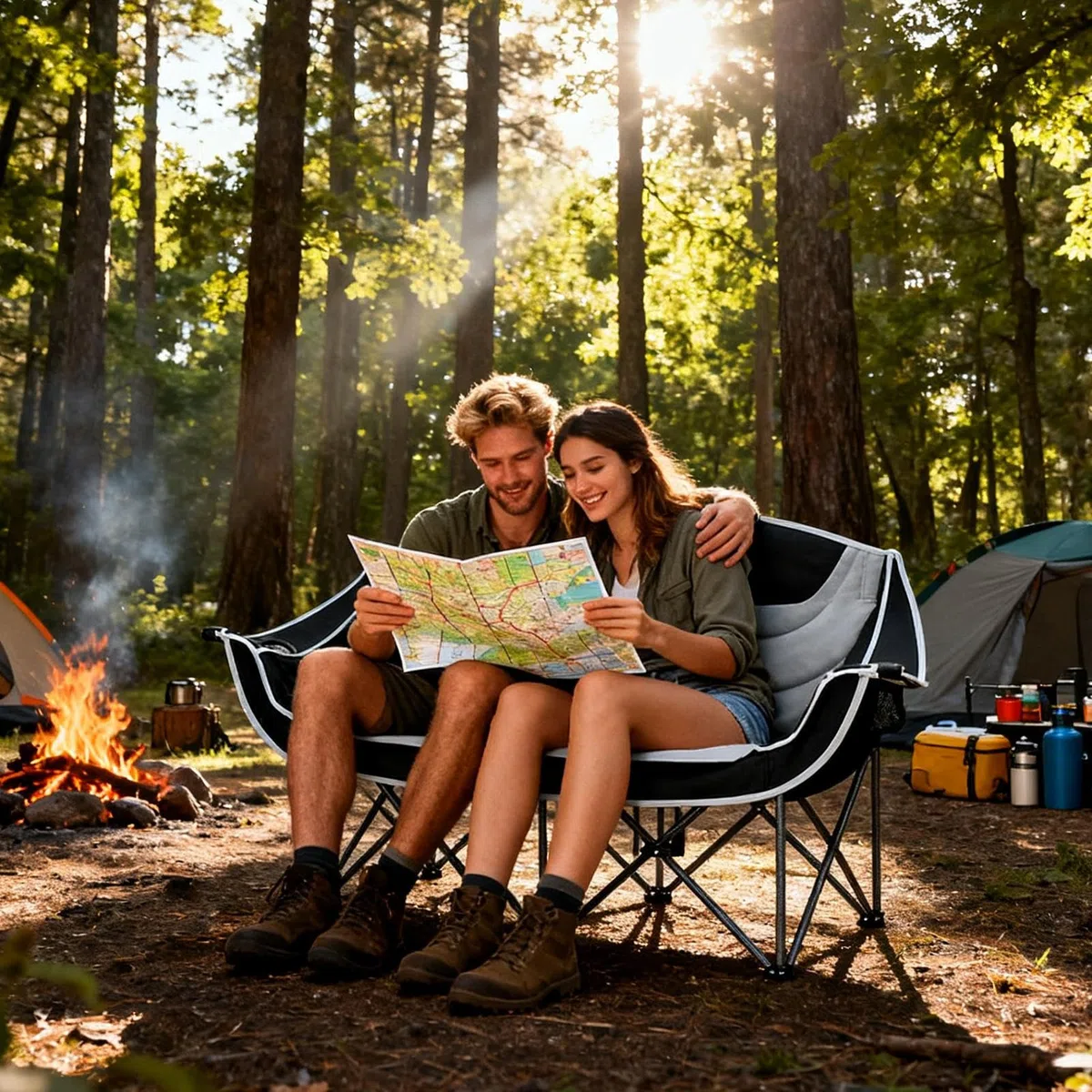 Doble Silla De Camping Equipo De Montañismo Plegable Y Resistente